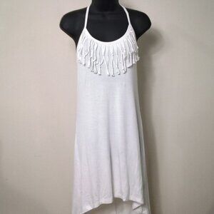 Miken Off White Fringed Mini Beach Dress/Swimsuit Coverup NWT Jr Various Sizes